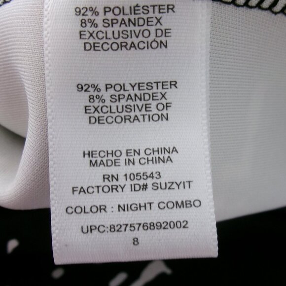 Elie Tahari CITY SCAPE Graphic Print Short Sleeve Dress Stretch 8 Black Whit - Picture 11 of 16